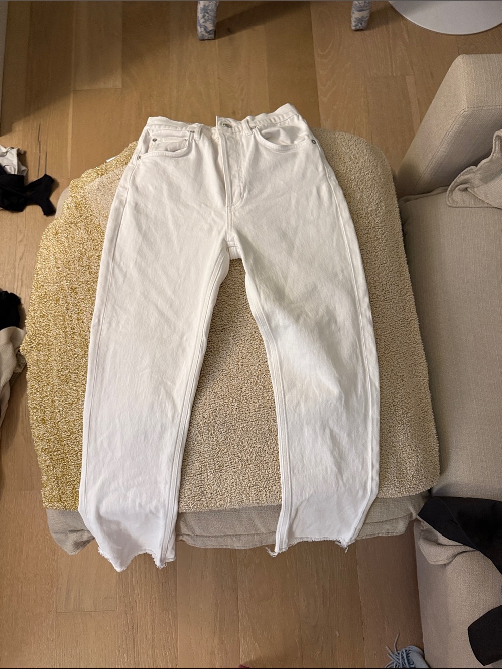 Agolde White Straight-Leg High Waist Jeans